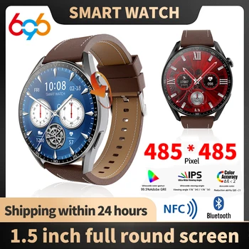 1.5 collu 485*485 Lielā Ekrāna Zilo Zobu Zvanu Smart Skatīties Ūdensizturīgs NFC Smartwatch Vīriešiem, EKG, asinsspiedienu, Fitnesa Tracker PK GT3