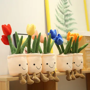 35cm Simulācijas Tulip Augi Plīša Mājas Dekoru mīkstās Rotaļlietas Radošo Podos Puķes Spilvens Mīksts Lelle Meitenēm Bērniem Dzimšanas dienas Dāvana