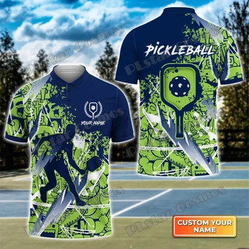 Pickleball Personalizētu Nosaukums 3D Iespiesti Premium Vīriešu Polo Krekls Vasaras Ielu Ikdienas Polo krekls Dāvanu Pickleball Spēlētājs WK67