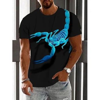 BIANYILONG zīmolu vasaras T-krekls modes dzīvnieku scorpion 3D drukāšanas slim apaļu kakla vīriešu īsām piedurknēm top brīvs