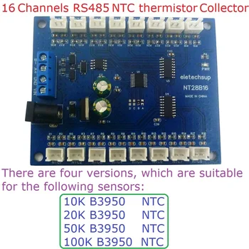 NT28B16 4X 16Ch RS485 Temperatūra Kolektora Modbus RTU Elektronisku Ieraksti 10K/20K/50K/100K B3950 NTC Sensors