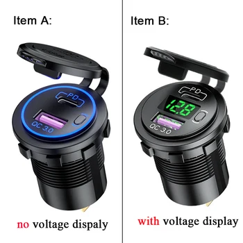 48W USB Lādētāja Ligzda Ūdensizturīgs Ātrās Uzlādes Adapteri PD C Tipa un QC3.0 Strāvas Kontaktligzdas Ar Slēdzi Auto Jūras Motociklu