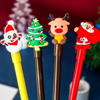 4gab Cute Ziemassvētku Gēla Pildspalvas Elk Santa Claus 0.5 mm, Melna Tinte Neitrāls Pildspalvas Kawaii Kancelejas preces, Biroja, Skolas piederumus Bērniem Dāvanas