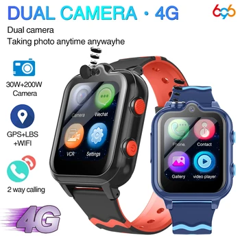 4G Bērnu Smartwatch ar GPS Pozicionēšanas Bērniem AGPS LBS WiFi SOS Dual Camera Smart Pulksteņi Ūdensizturīgs 900mAh Mūzikas Atskaņošanai