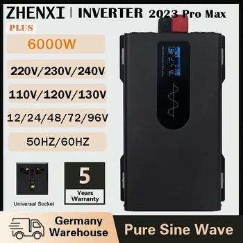 ZHENXI 6000W 5000W Pure Sine Wave Inverter DC 12/24/48/72V, Lai AC 110/120/220/240V Portatīvo Transformators ar Universālā Kontaktligzda