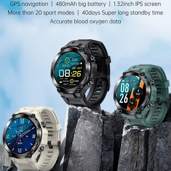 K37 Smart Skatīties GPS 360*360 HD Ekrāns 480mAh Fitnesa Tracker 24/7 sirdsdarbība IP68 Ūdensnecaurlaidīga Āra Sporta Smartwatch Vīriešiem PK K27