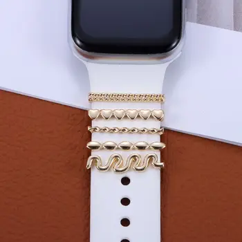 Jauns Silikona Aproce Metāla Ķepu Dekoratīvās Naglas Dekoratīvie Piekariņi Apple Skatīties Joslas iwatch Sporta Siksna Piederumi