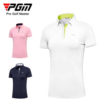 PGM 2023 Jaunu Golfa Sieviešu Īsām Piedurknēm T-krekls Vasaras Slim Sporta Krekli Mīksta Elpojošs Golfa apģērbi Sievietēm, 3 Krāsas, S-XL YF556