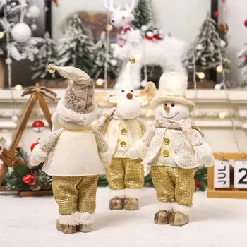 Ziemassvētku Lelles Koka Dekoru Jaunā Gada Rotājumu Ziemeļbriežu Santa Claus, Sniegavīrs Stāv Lelle Navidad Apdare Priecīgus Ziemassvētkus 2023
