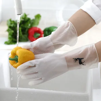 1Pair Ūdensizturīgs Gumijas Lateksa Trauku Mazgāšanas Cimdi Virtuves Izturīgs Tīrīšanas Mājsaimniecības Chores Trauku mazgāšanas Instrumenti Sieviete