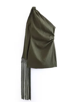 MESTTRAF Sieviešu Modes Y2K tīrtoņa Krāsu Pušķis Apdare Asimetriska Mini Kleita Sexy Viena Pleca, bez Piedurknēm, Sieviešu Kleitas