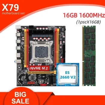 Kllisre X79 pamatplates KOMPLEKTS LGA 2011 kombinācijas XEON E5 2660 V2 CPU, 1gb x 16GB atmiņu DDR3 1600 ECC RAM