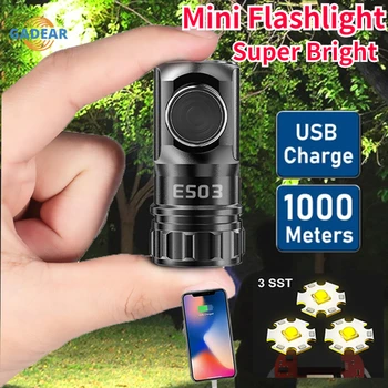 Mini Portatīvo Uzlādējams LED Lukturītis Keychain USB Powered 3000 Lūmeni Zibspuldzes Gaismas 6-Mode Lāpu, Lukturi SST20 Dakts Lukturi