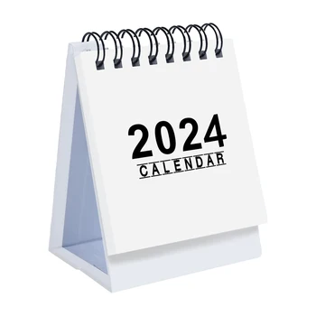 Par 2024. Gadam Skolas Ikdienas Grafiku Balts Melns Portatīvo Biroja Galda Kalendārs Dvīņu Stieple Saistošs Darbvirsmas Dekoru Bieza Papīra Stabilu Mini
