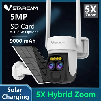Vstarcam 5MP Mākonis AI WiFi Video 5X Tālummaiņas Novērošanas Kamera Akumulators ar Saules Panelis Āra Pan & Tilt Bezvadu