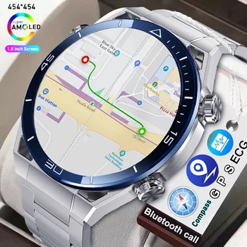 NFC Bluetooth Zvanu Smart Skatīties Vīrieši 1.5 collu 454*454 HD ekrānu Kompass, GPS Tracker Fitnesa Rokassprādze EKG+PPG SmartWatch