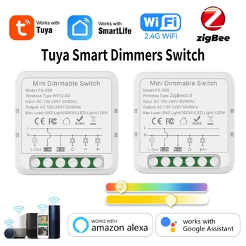 Tuya ZigBee WiFi Smart Dimmeri Slēdzis Modulis Nodrošina 2 Veidu Kontroles Aptumšojami LED Gaismas Slēdzis Strādā ar Alexa, Google Home