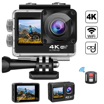 Sports Rīcības Camera Ultra HD (4K 60fps 1080P WiFi 2 Collu motokrosa Zemūdens Ūdensizturīgs Ķivere Video Ierakstīšanas Cam