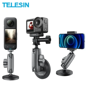 TELESIN Alumīnija Sakausējuma Magnētisko Fotokameru Turētāju 360° Regulējams 1/4 Adapteris GoPro 9 10 11 12 Insta360 DJI Darbība 3 4 iPhone 14