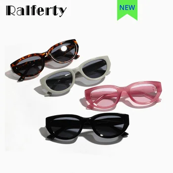 Ralferty y2k Sieviešu Saulesbrilles, Rozā Vintage Kaķu Acu Brilles Modes Dāmas Flat Top Spogulis UV400 Sieviešu Toņos Melns Leopards