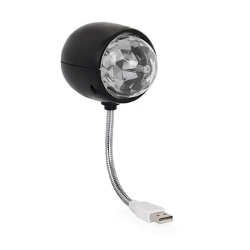 USB Disco Bumba, Lampa, Rotējošās RGB Krāsu LED Skatuves Apgaismojums Puse Spuldzes Ar 3W Grāmatu Gaismas, USB Powered (Melns)