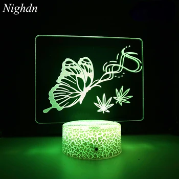 Nighdn Butterfly 3D Nakts Lampas Bērnu LED Nakts Gaisma USB LED Galda Lampas Guļamistaba Dekorēšana Chirstmas Dāvana Meitenēm