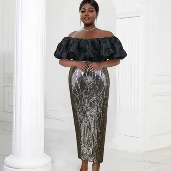 Āfrikas Sieviešu Etniskā Kleita Sexy Soma Hip Kakla Backless Maxi Kleitu Modes Black Vizuļi Elegants Puse Vakara Kleita 2023 Kritumu
