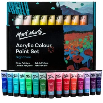 Mont Marte Premium Metāla Akrila Krāsu Komplekts 36ML x 36Colors Piemērots Visvairāk Virsmām, tai Skaitā Gleznas Kartes Papīra un Koka