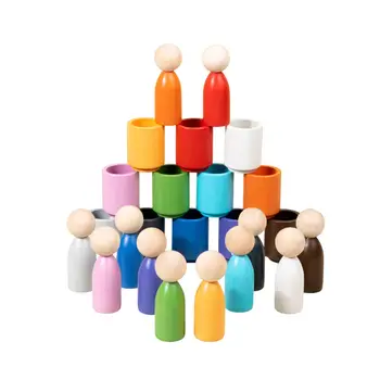 Bumbiņas Tases Montessori Rotaļlietas, Krāsu Šķirošanas Tapa Lelles, Koka Kārtotāja Spēle, Bērniem,