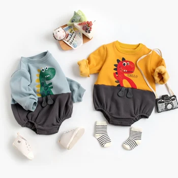Sanlutoz Rudens Ziemas Garām Piedurknēm Baby Zēni Meitenes Bodysuits Cute Dzīvnieku Unisex Siltu Vilnas Zīdaiņu Apģērbs Onesies Gadījuma