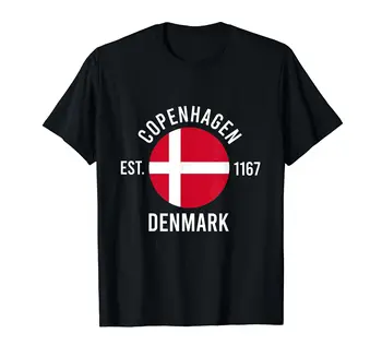 100% Kokvilnas Kopenhāgenas Neatkarības Diena Karoga Est 1167 Dānijas Karogu Dāvana T-Krekls VĪRIEŠIEM SIEVIETĒM UNISEX T Krekli Izmēri S-6XL