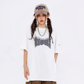 Streetwear Vienkārši Mākslas Burtu Grafiskais Izdrukāt T-krekls Vīriešiem Lielgabarīta Apaļu Kakla Tshirt Vasarā Jaunu Īsām Piedurknēm Topi Unisex