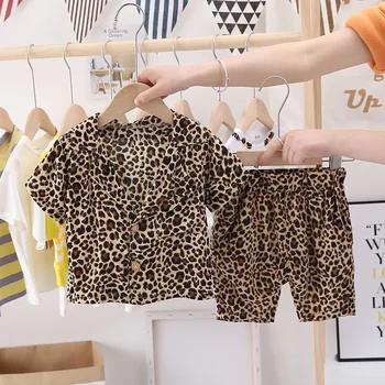 Bērnu Viskozes Ērti Žakete Uzvalks Vasaras 2023 Jauns Skaists Plānas Toddler Puika Drēbes, Bērnu Leopards Drukāt Korejas 2gab Mazulis Komplekts