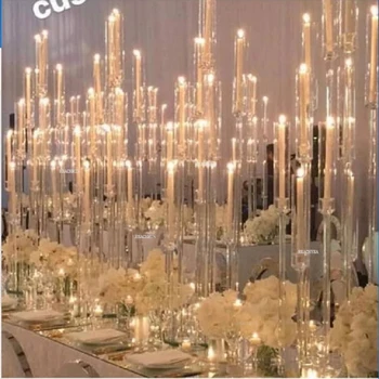 5 gab. Akrila kristāla svečturi kāzu centerpieces skaidrs, svece īpašnieks kāzu ceremoniju ziņā partijas apdare