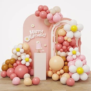 Retro Rozā Baloni Vainags Arku Komplekts Ādas Balto Smilšu Dzeltens Lateksa Balonu Dzimšanas Dienas Svinības Baby Dušas Kāzu Dekorēšana Globos