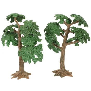 2 Gab. Modelis Koki Mini Green Dekoru Cypress Ainavu Abs Celtniecības Bērnu Miniatūras
