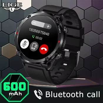 LIGE Bluetooth Zvanu Vīriešiem Smart Skatīties 600 mAh ietilpīgu Bateriju 1.6 collu 400*400 HD Ekrāns IP68 Ūdensnecaurlaidīga Smartwatch Sporta Aproce