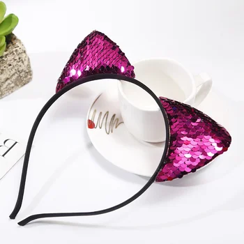 8 Kaķu Ausis Turban Galvu Spīdīgu Hairband Spīdums Matu Stīpām par Personas Matu Aksesuāri