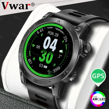 VWAR AMOLED Smart Skatīties Iebūvēts GPS Āra Augstums Kompass Smart Skatīties Vīrieši 5ATM Ūdensizturīgs Militārās Sporta Smartwatch Vīriešiem