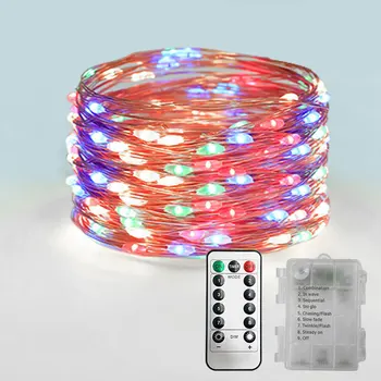 Kāzu svinības Apgaismojums Virknes Akumulatora LED Vara Stieples Stīgu Gaismas Ūdensizturīgs Tālvadības Ziemassvētku Rotājumi Svētku Lampas
