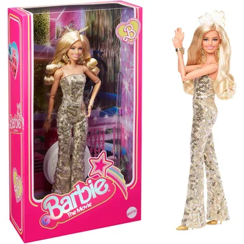Sākotnējā Barbie Filmu Kolekcionējamus Lelles Margota Robijs Kā Bārbija Zelta Disco Jumpsuit Kolektora Attēls Meitene Rotaļlietu Svētku Dāvanu