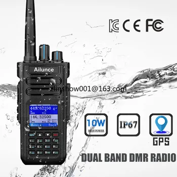Ailunce 10w DMR GPS Domofons Policijas Skeneris divvirzienu Radio IP67 Waterproof 2900mah Dual Band Digitālo Walkie Talkie HD1