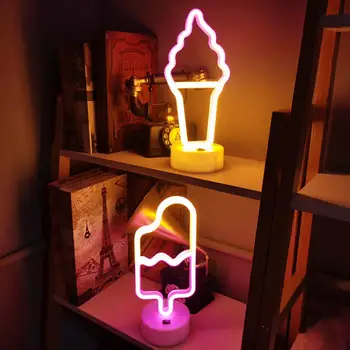 Noderīga Apkārtējās Gaismas uzkrītošā Radītu Atmosfēru nodilumizturīga Ledus Lolly Formas LED Neona Lampas